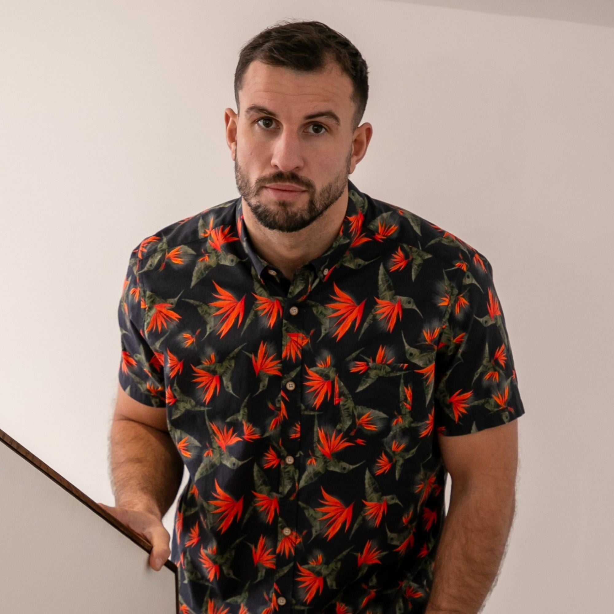 Peter Gribby Short Sleeve Hummingbird Print Shirt