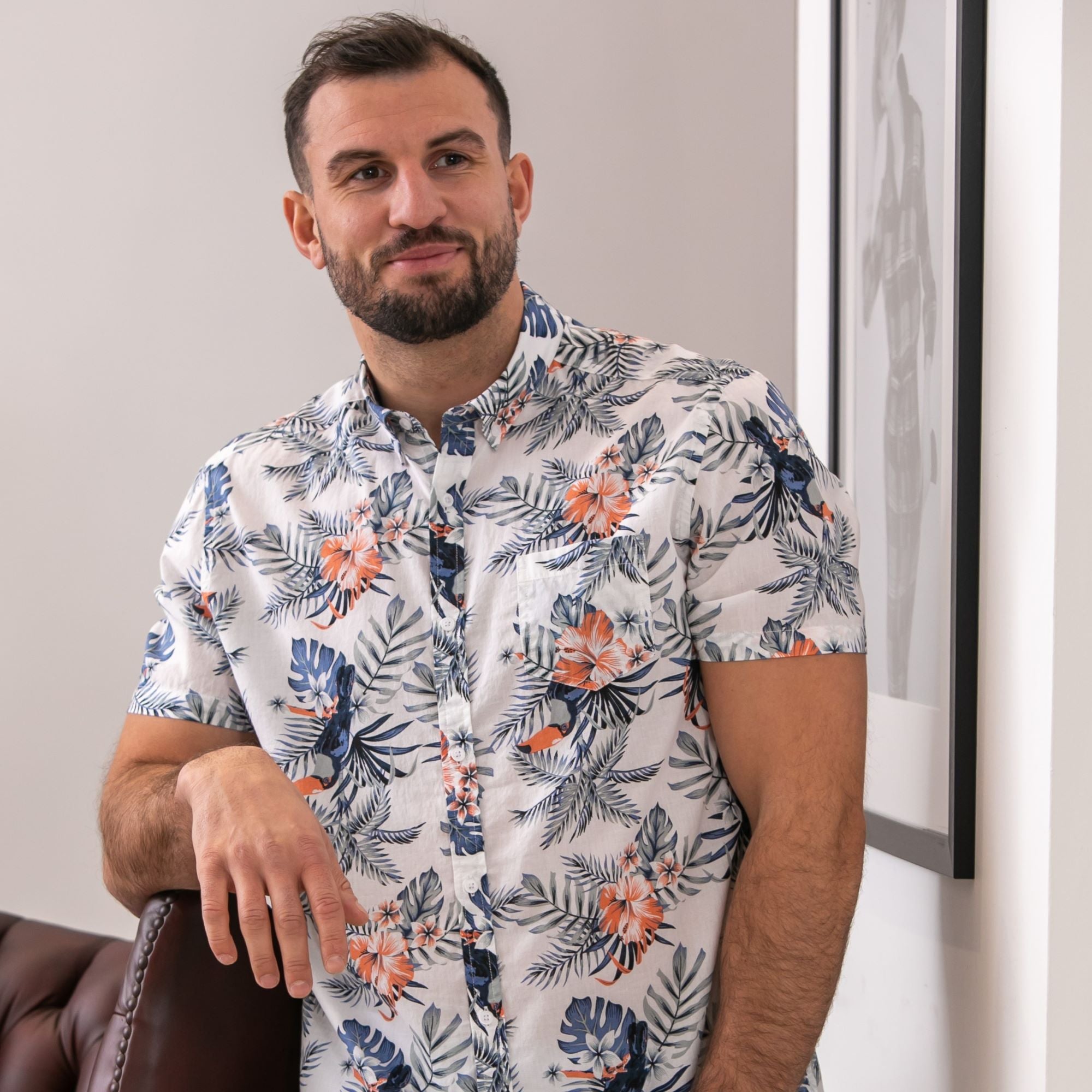 Peter Gribby Short Sleeve Toucan Print Shirt