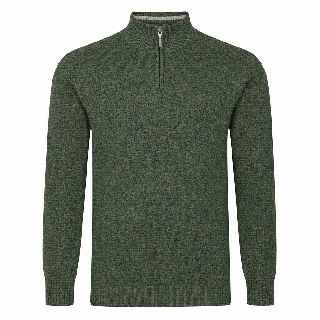Mens Lambswool ¼ Zip Jumper - Thyme