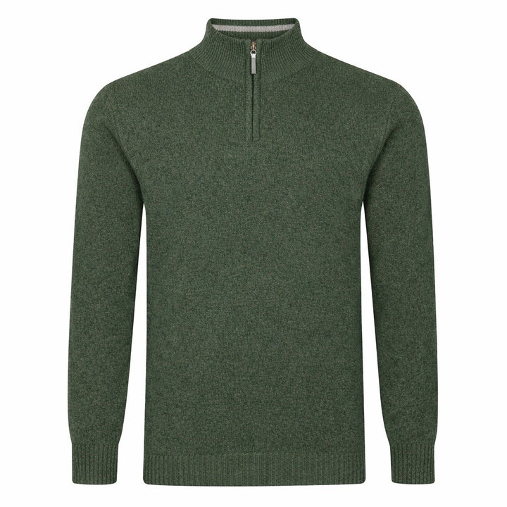 Mens Lambswool ¼ Zip Jumper - Thyme