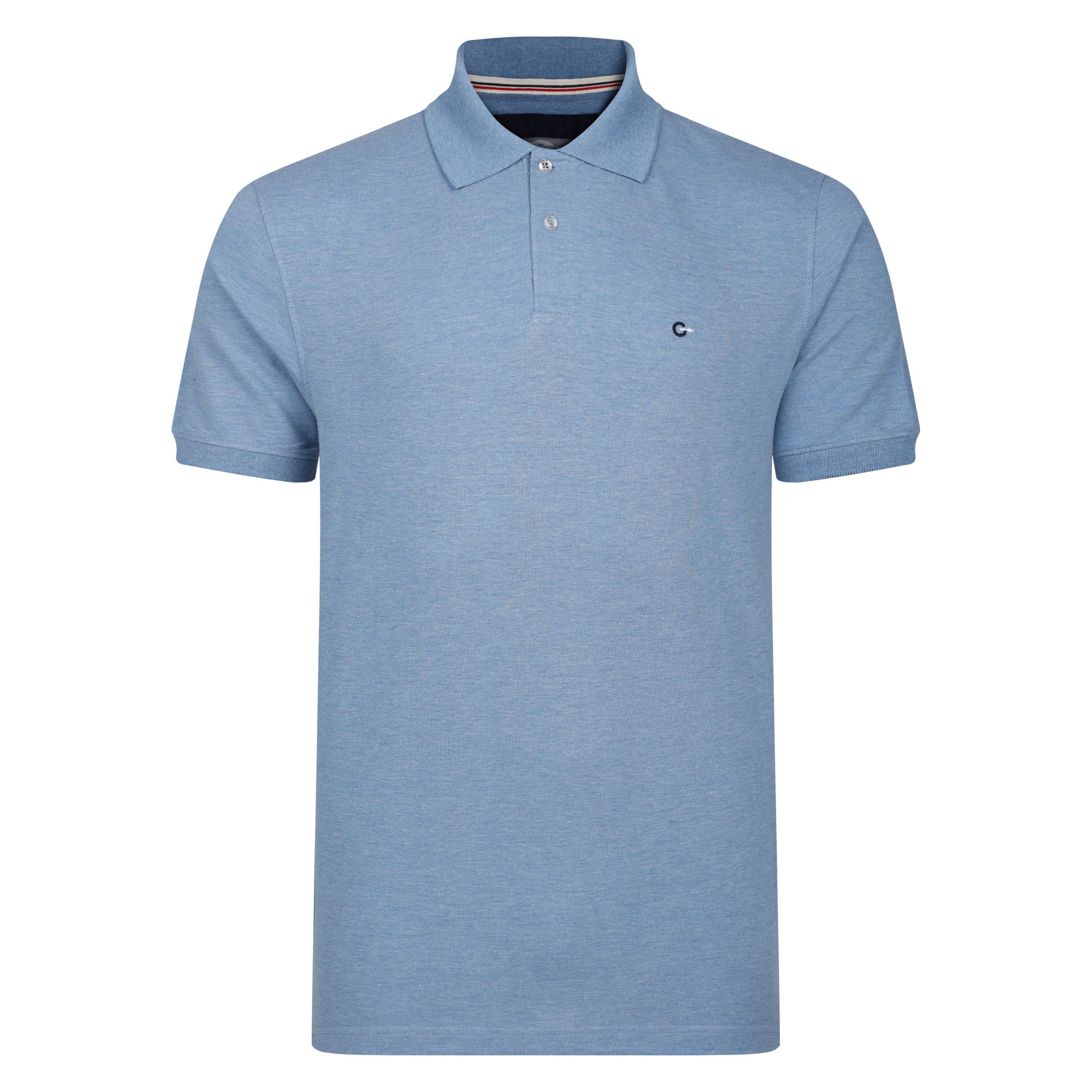 Mens Short Sleeve Melange Pique Polo Shirt - Cornflower