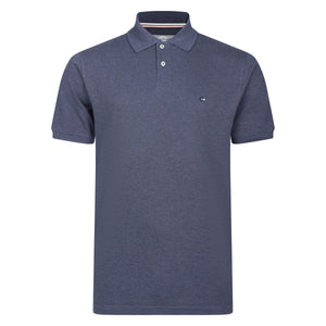 Mens Short Sleeve Melange Pique Polo Shirt - Denim