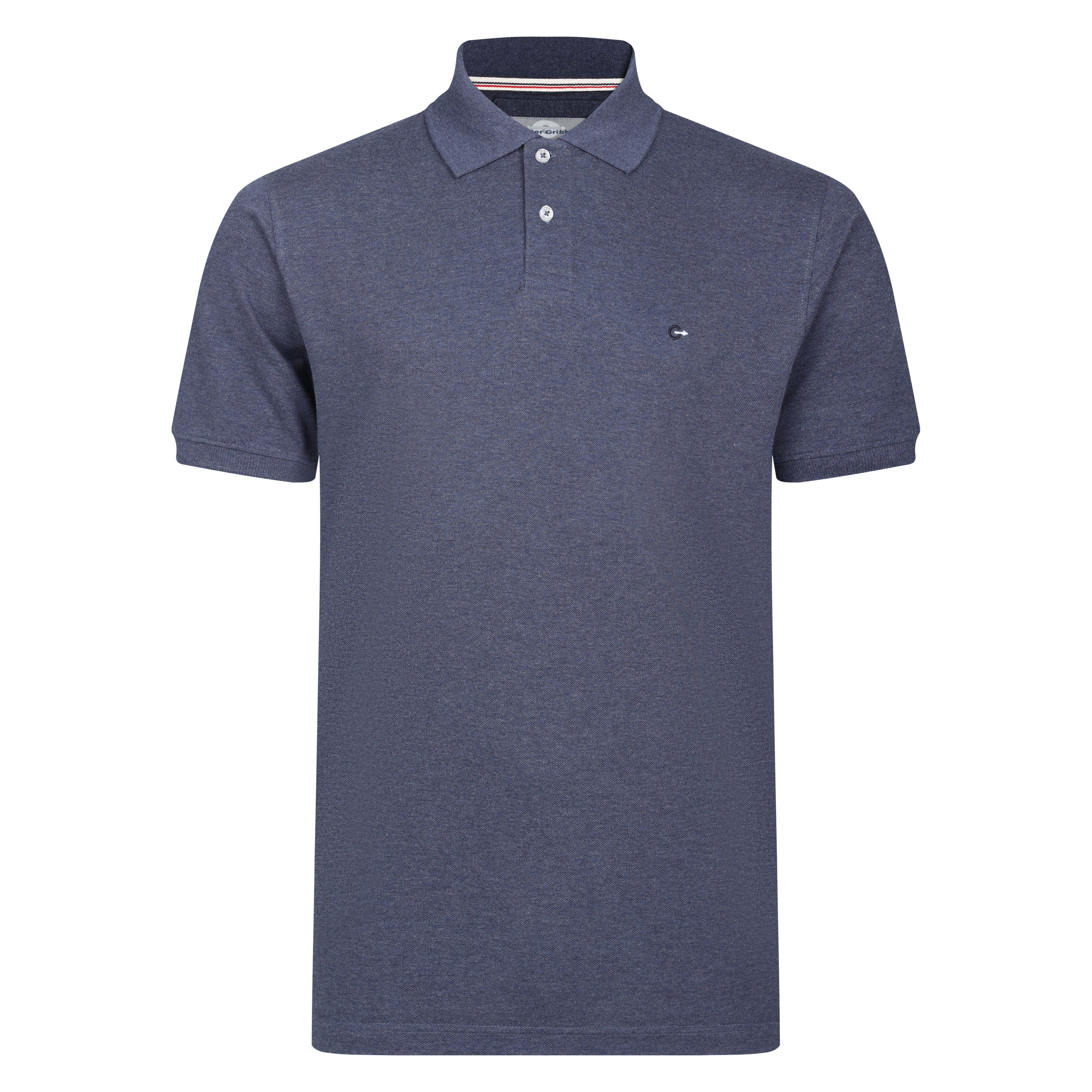 Mens Short Sleeve Melange Pique Polo Shirt - Denim