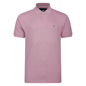 Mens Short Sleeve Melange Pique Polo Shirt - Mauve