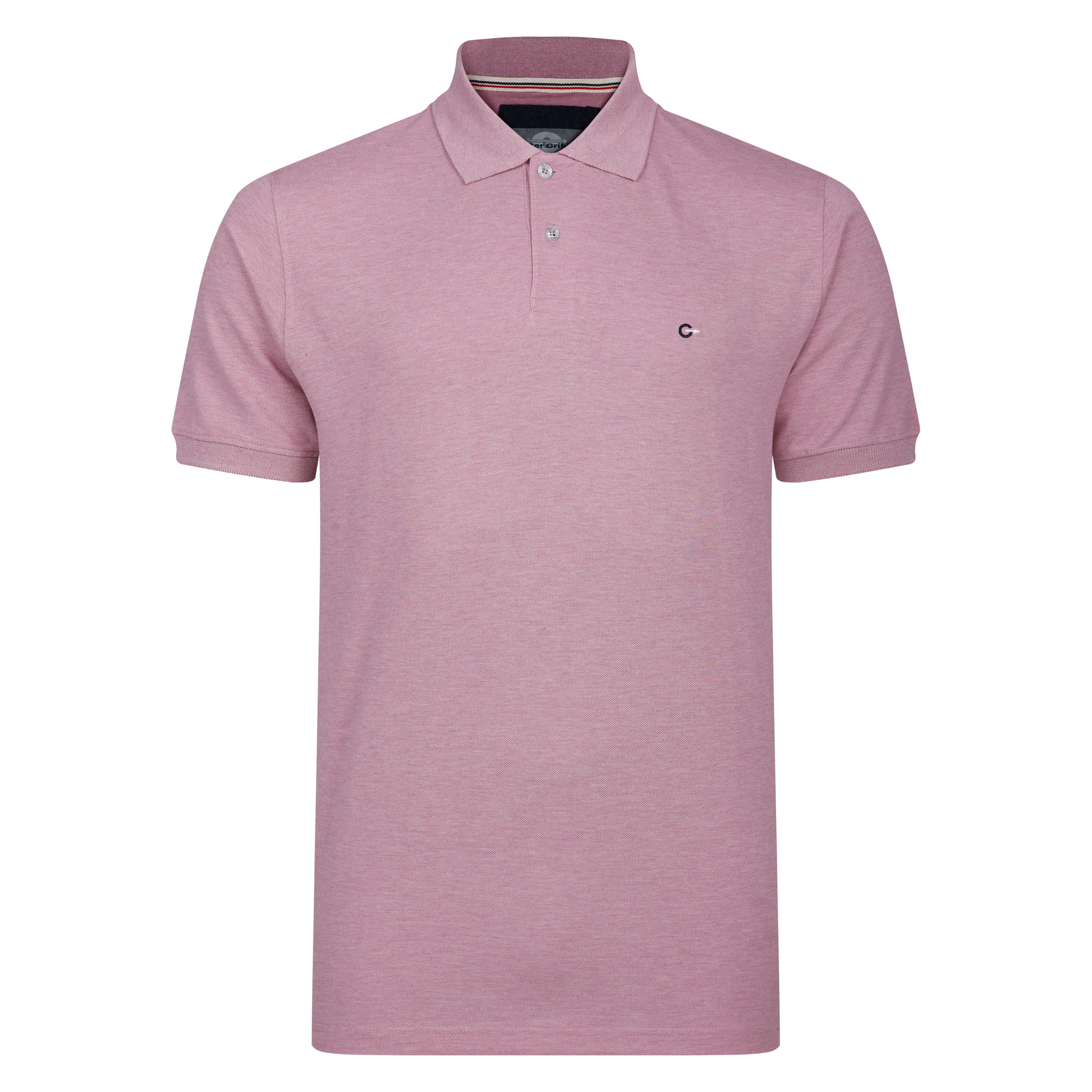 Mens Short Sleeve Melange Pique Polo Shirt - Mauve