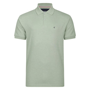 Mens Short Sleeve Melange Pique Polo Shirt - Pistachio