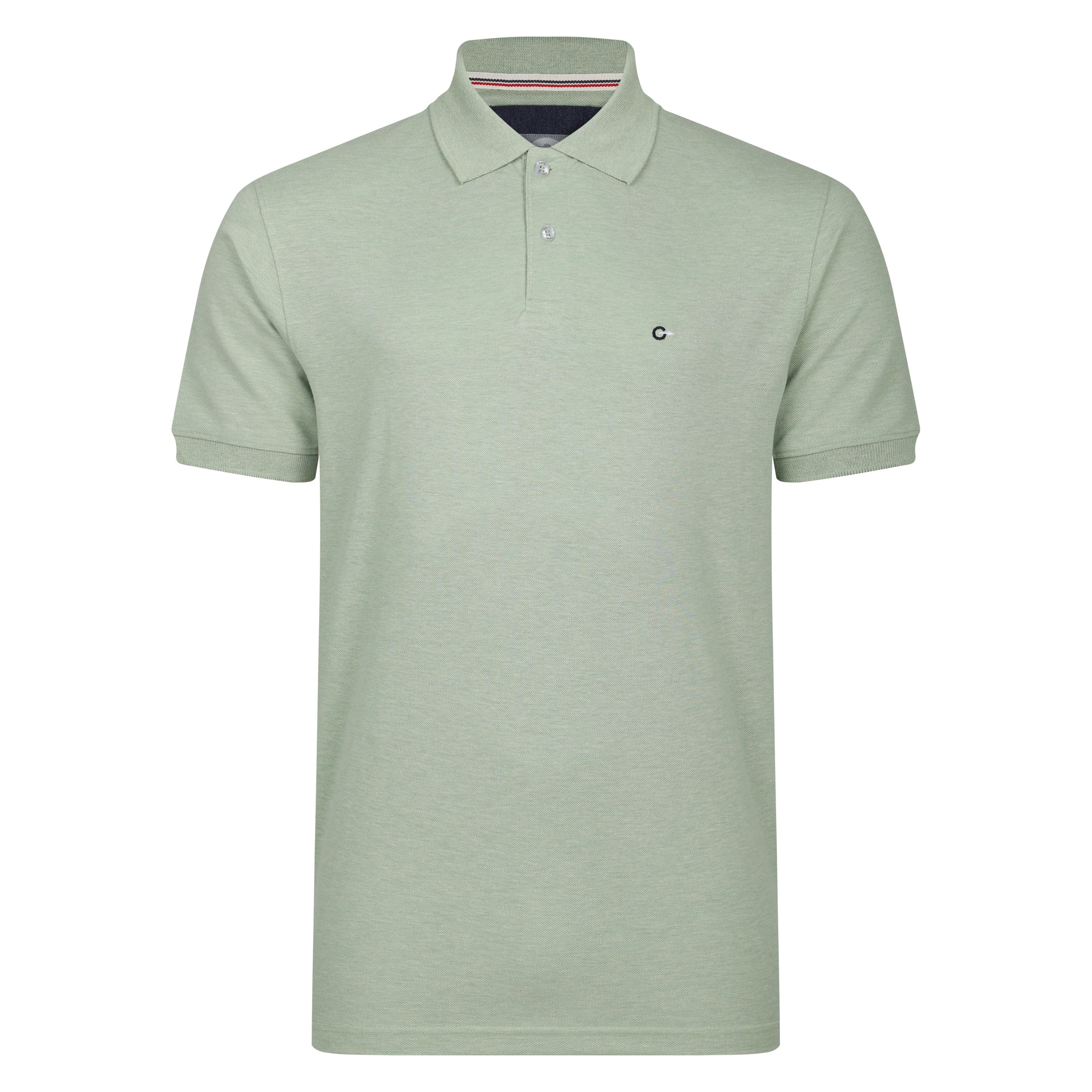 Mens Short Sleeve Melange Pique Polo Shirt - Pistachio