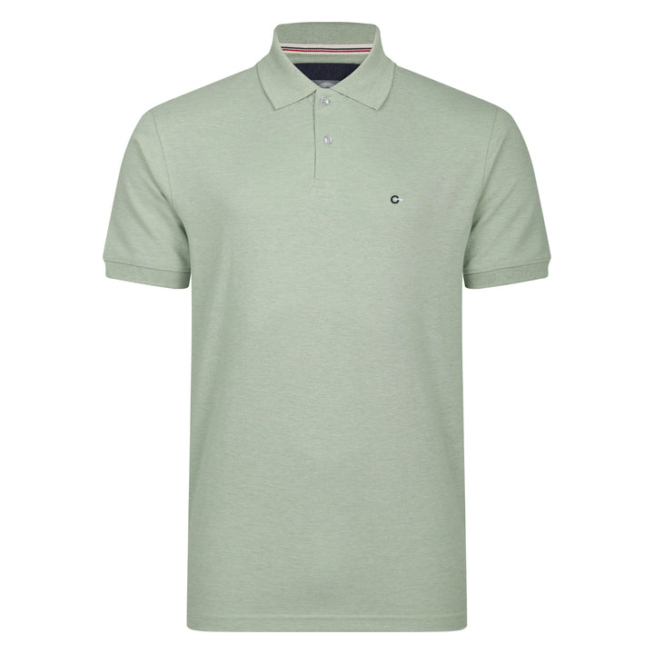 Mens Short Sleeve Melange Pique Polo Shirt - Pistachio