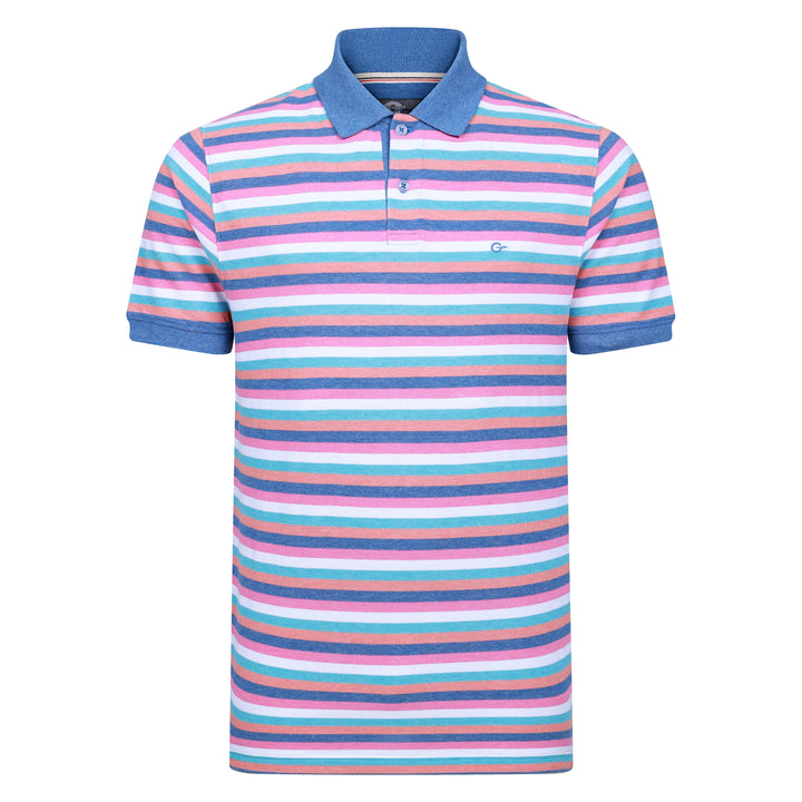 Peter Gribby Short Sleeve Striped Melange Pique Polo