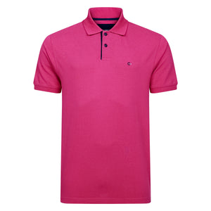 Peter Gribby Short Sleeve Solid Colour Pique Polo - Magenta