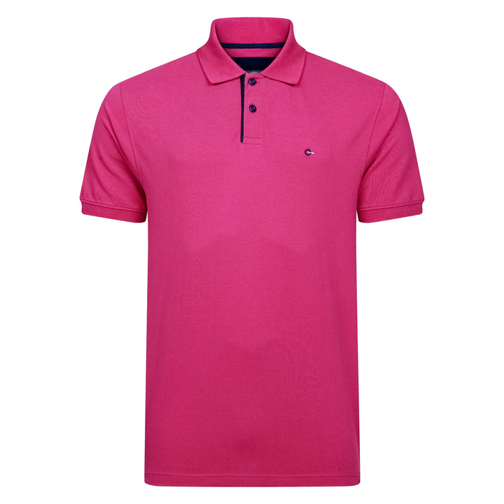Peter Gribby Short Sleeve Solid Colour Pique Polo - Magenta