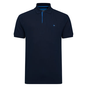 Peter Gribby Short Sleeve Solid Colour Pique Polo - Navy