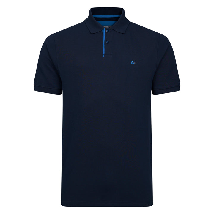 Peter Gribby Short Sleeve Solid Colour Pique Polo - Navy