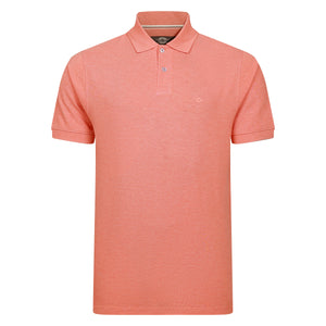 Peter Gribby Short Sleeve Melange Pique Polo - Apricot