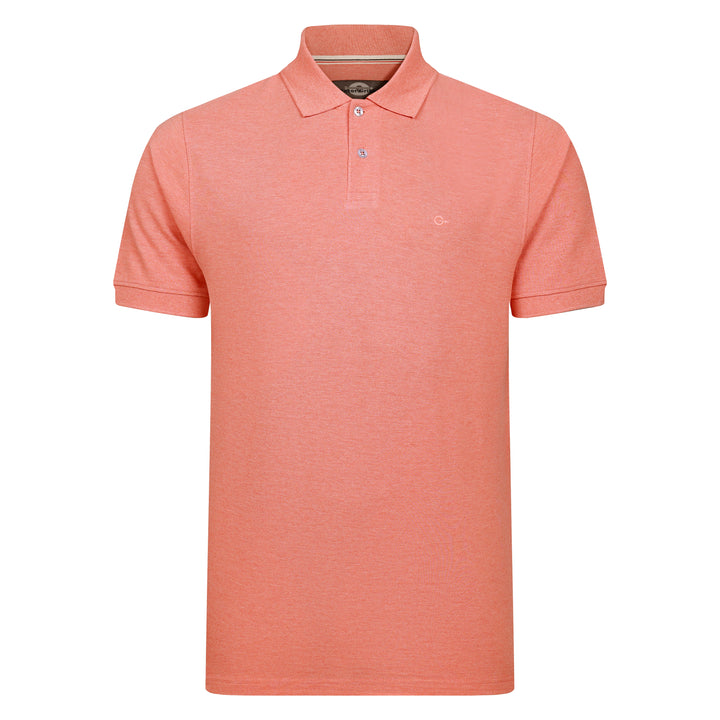 Peter Gribby Short Sleeve Melange Pique Polo - Apricot