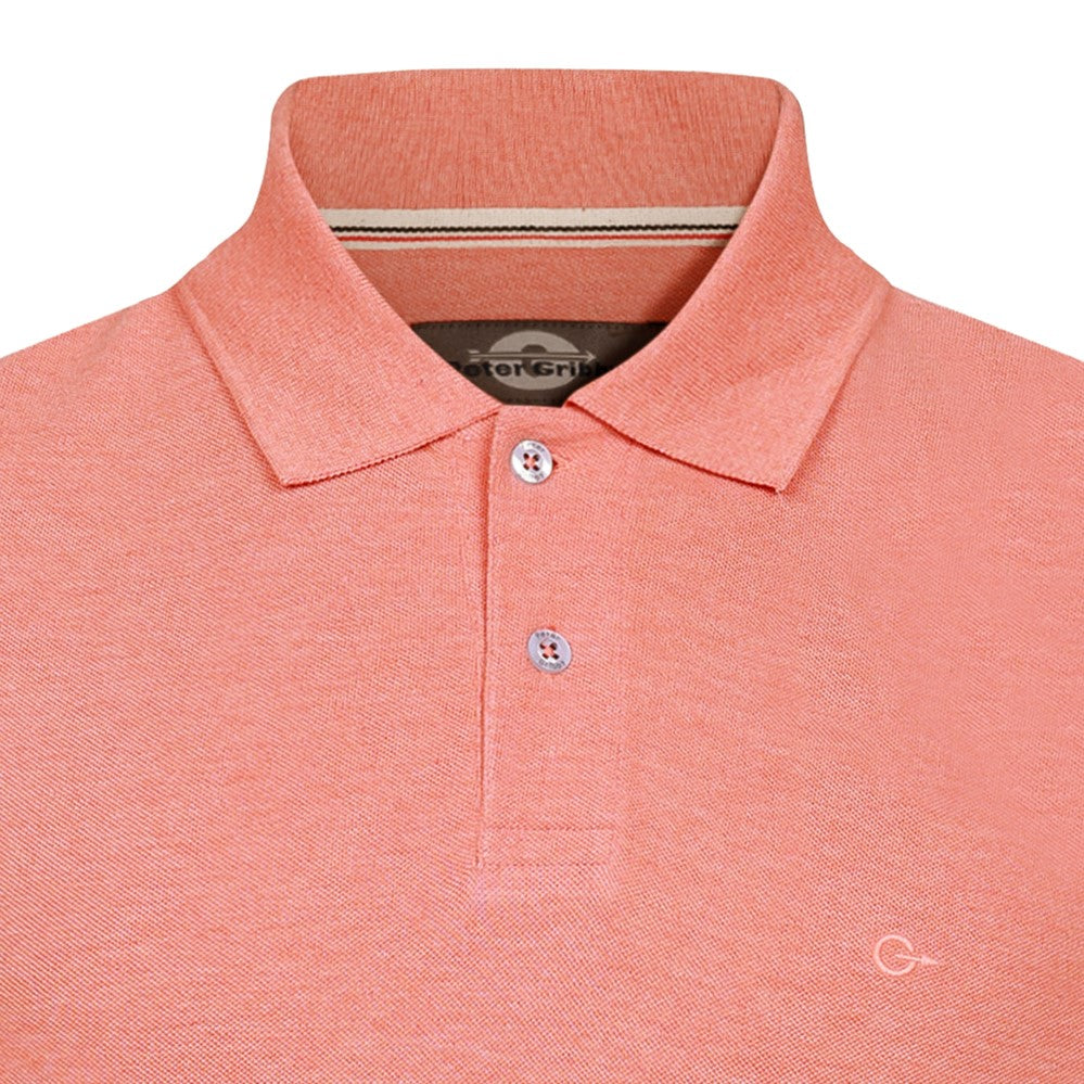 Peter Gribby Short Sleeve Melange Pique Polo - Apricot