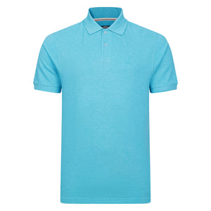 Peter Gribby Short Sleeve Melange Pique Polo - Aqua