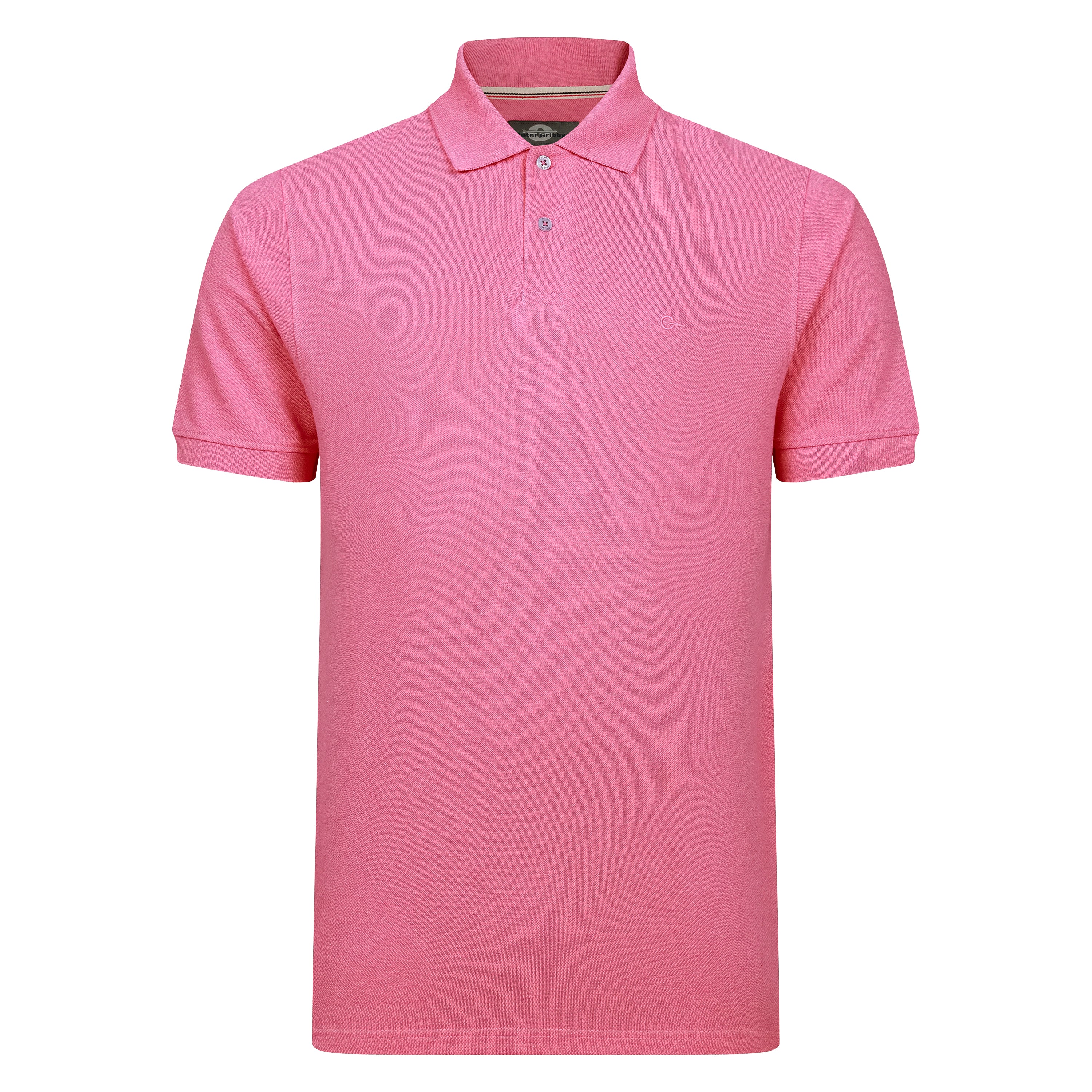 Peter Gribby Short Sleeve Melange Pique Polo - Pink