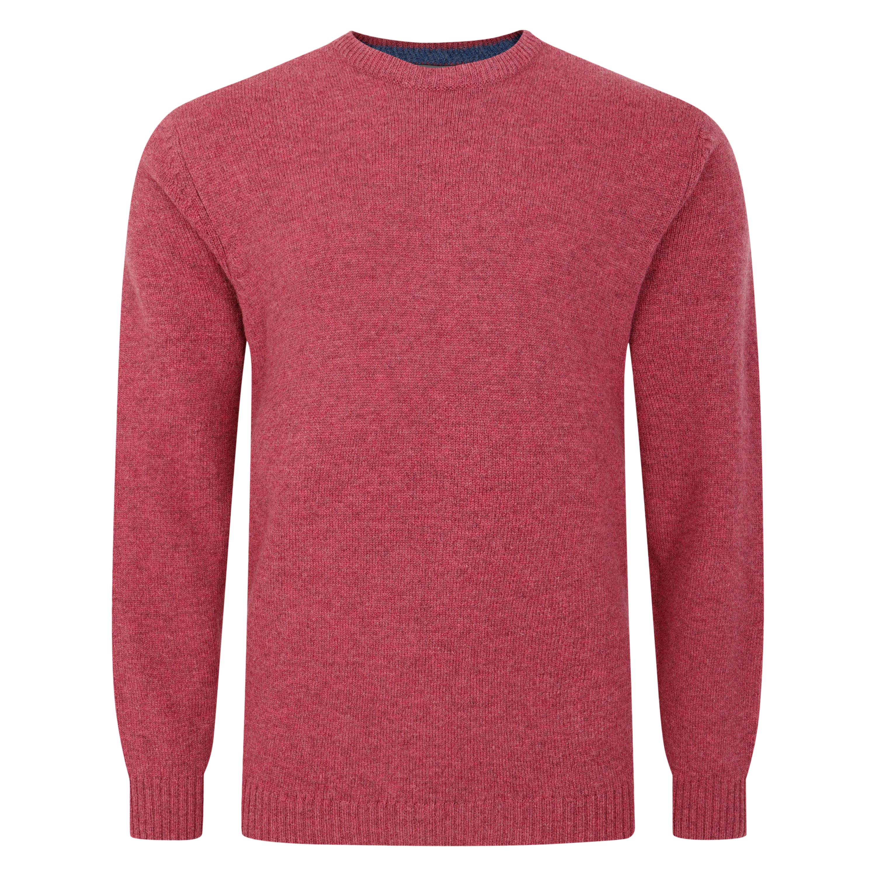 Mens Lambswool Rice Stitch Crew Neck Sweater - Rose