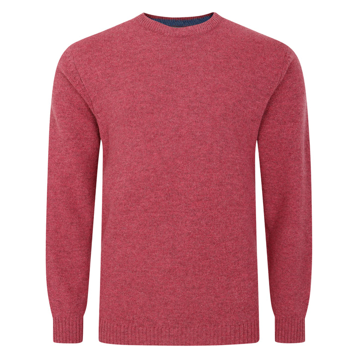Mens Lambswool Rice Stitch Crew Neck Sweater - Rose