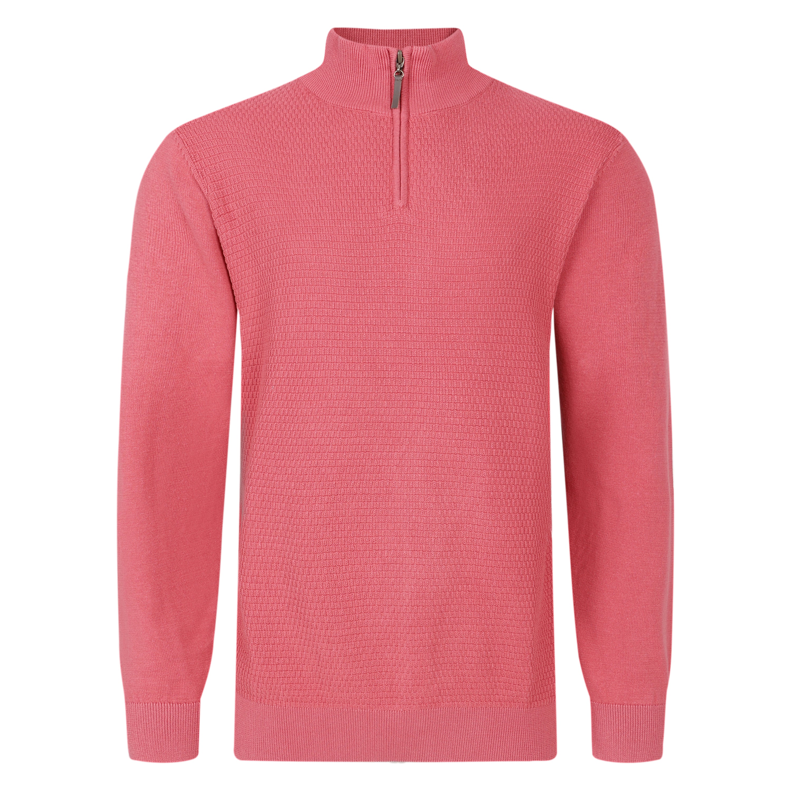 Mens Premium Combed Cotton Quarter Zip Jumper - Clay