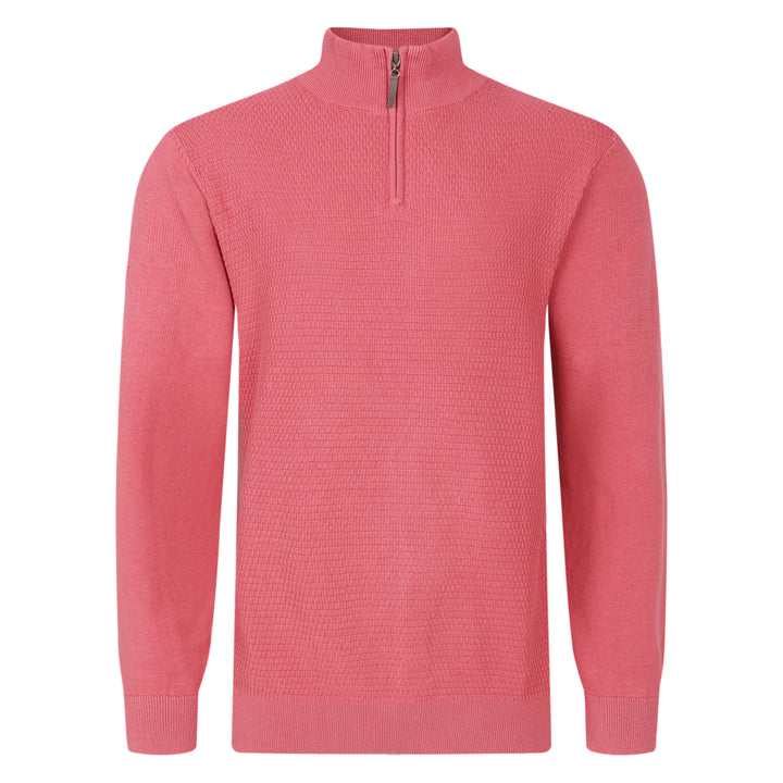 Mens Premium Combed Cotton Quarter Zip Jumper - Clay