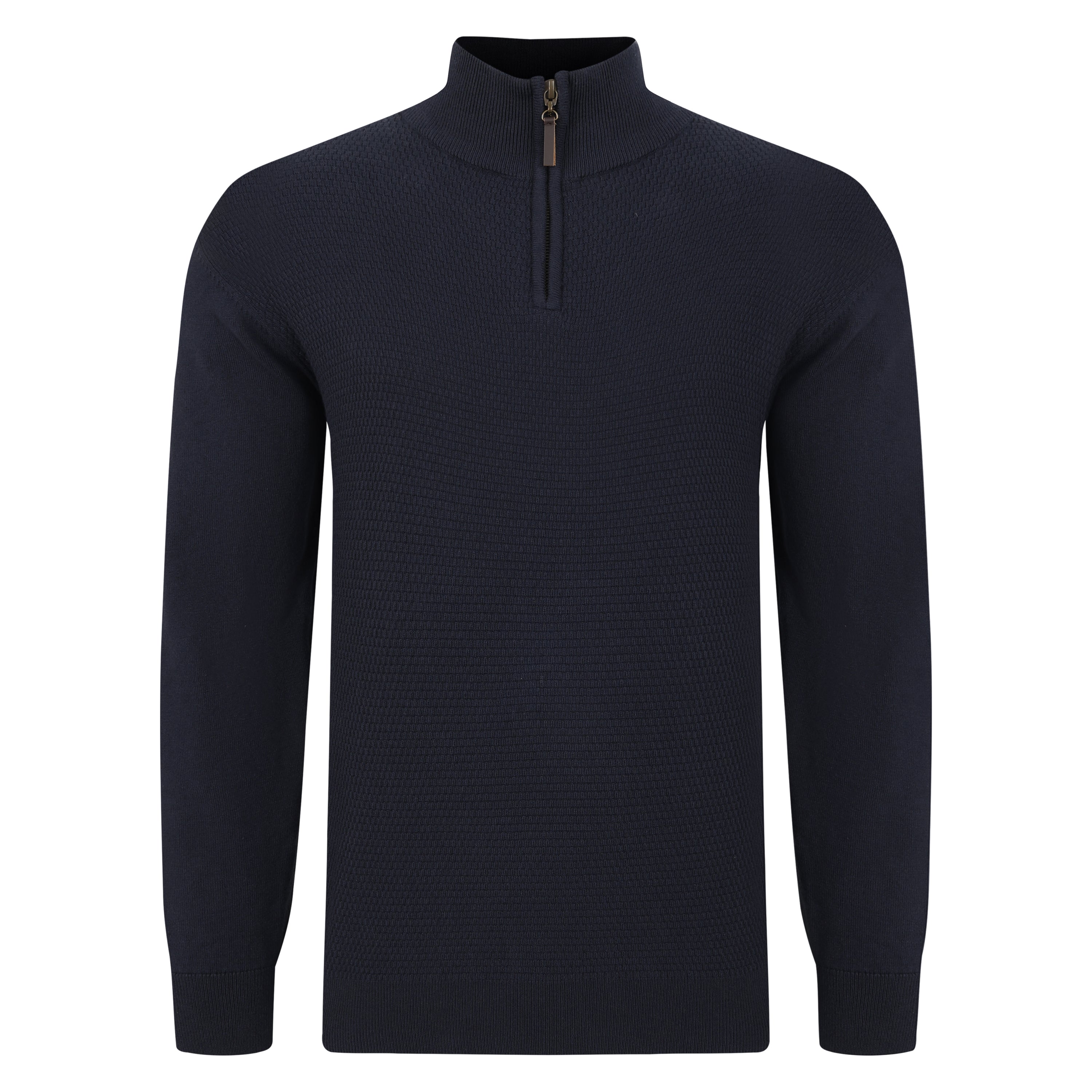 Mens Premium Combed Cotton Quarter Zip Jumper - Navy