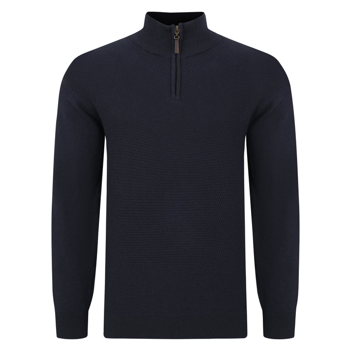 Mens Premium Combed Cotton Quarter Zip Jumper - Navy