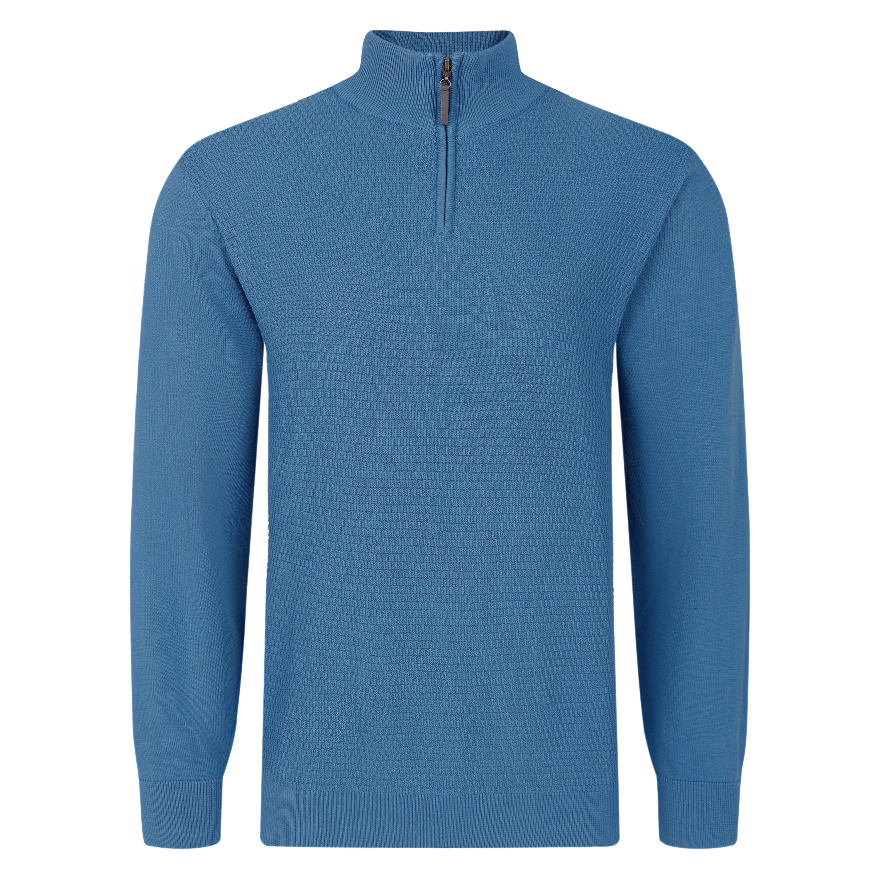 Mens Premium Combed Cotton Quarter Zip Jumper - Teal