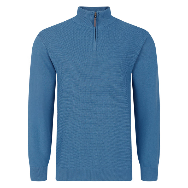 Mens Premium Combed Cotton Quarter Zip Jumper - Teal