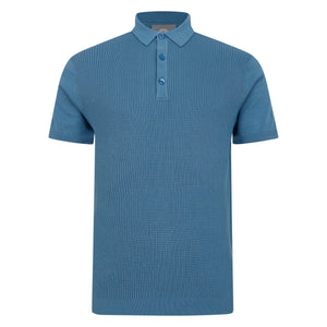 Mens Short Sleeve Knitted Polo Shirt - Teal