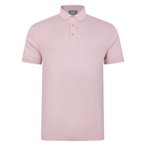 Mens Short Sleeve Icemint Knitted Polo Shirt - Rose