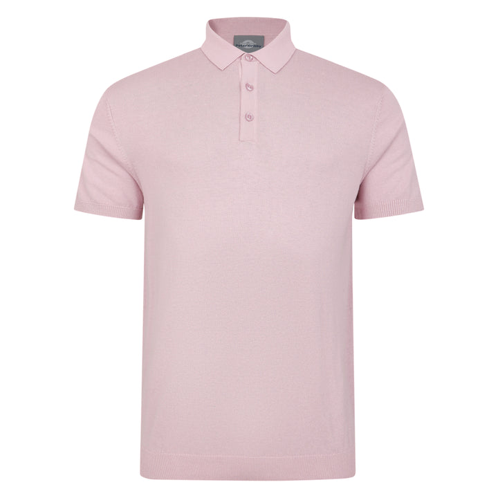 Mens Short Sleeve Icemint Knitted Polo Shirt - Rose