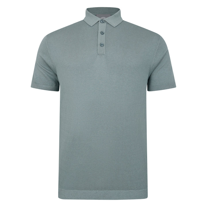 Mens Short Sleeve Icemint Knitted Polo Shirt - Sage