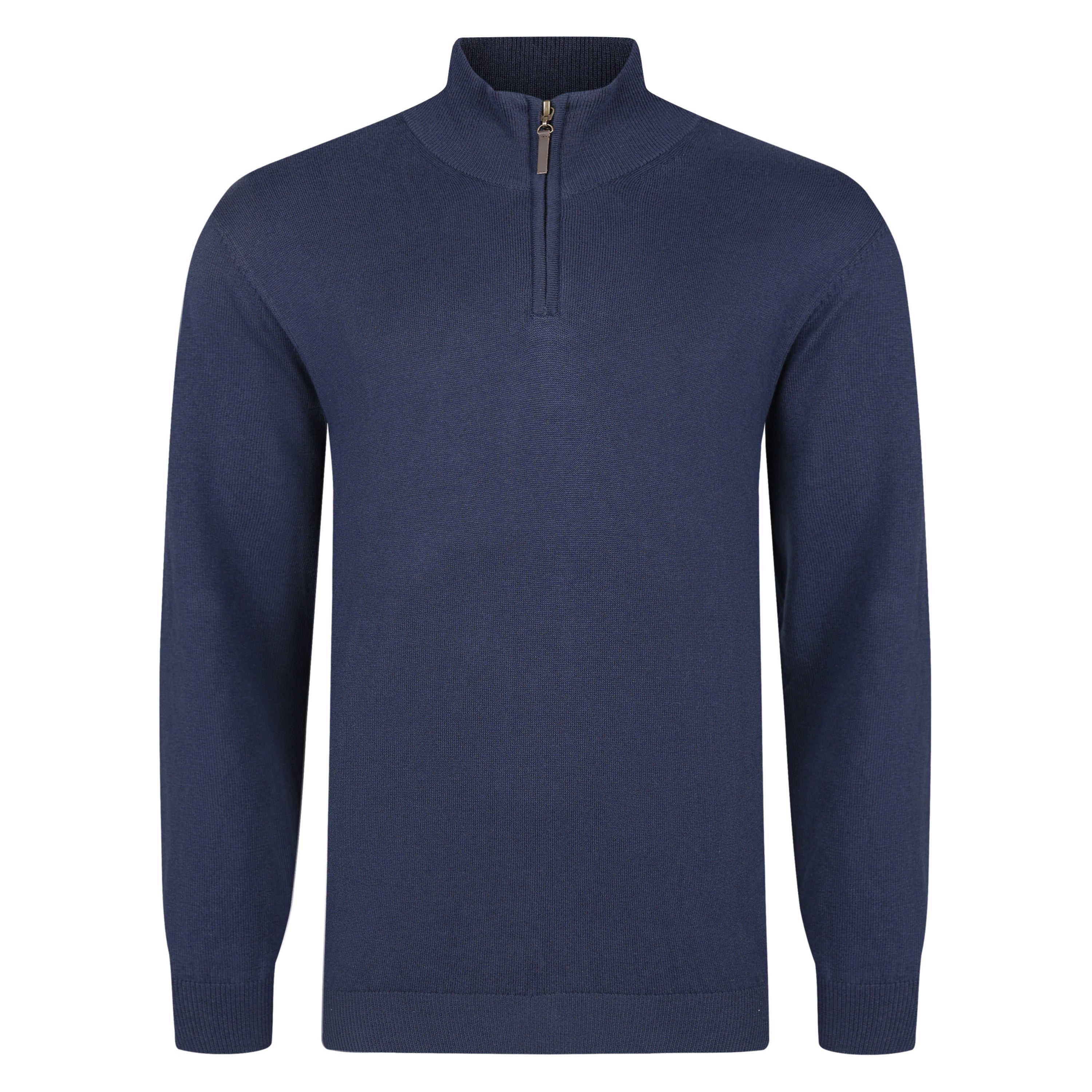 Mens Cotton Quarter Zip Sweater - Navy