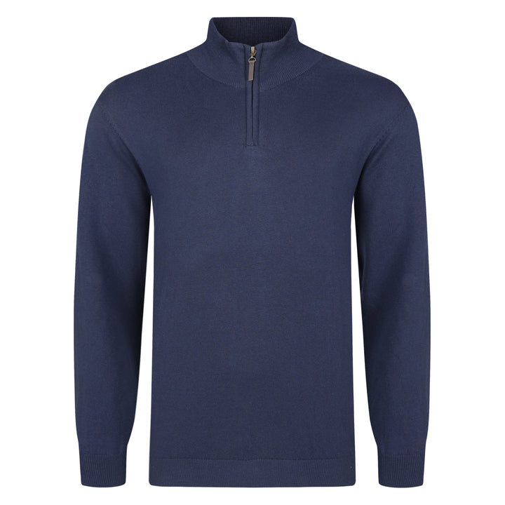 Mens Cotton Quarter Zip Sweater - Navy