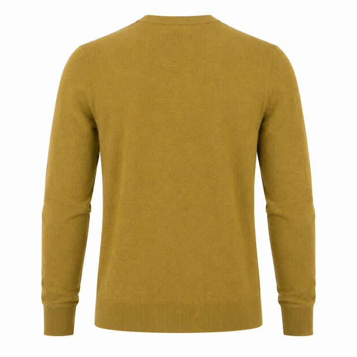 Mens Merino Blend Crew Neck Sweater - Mustard