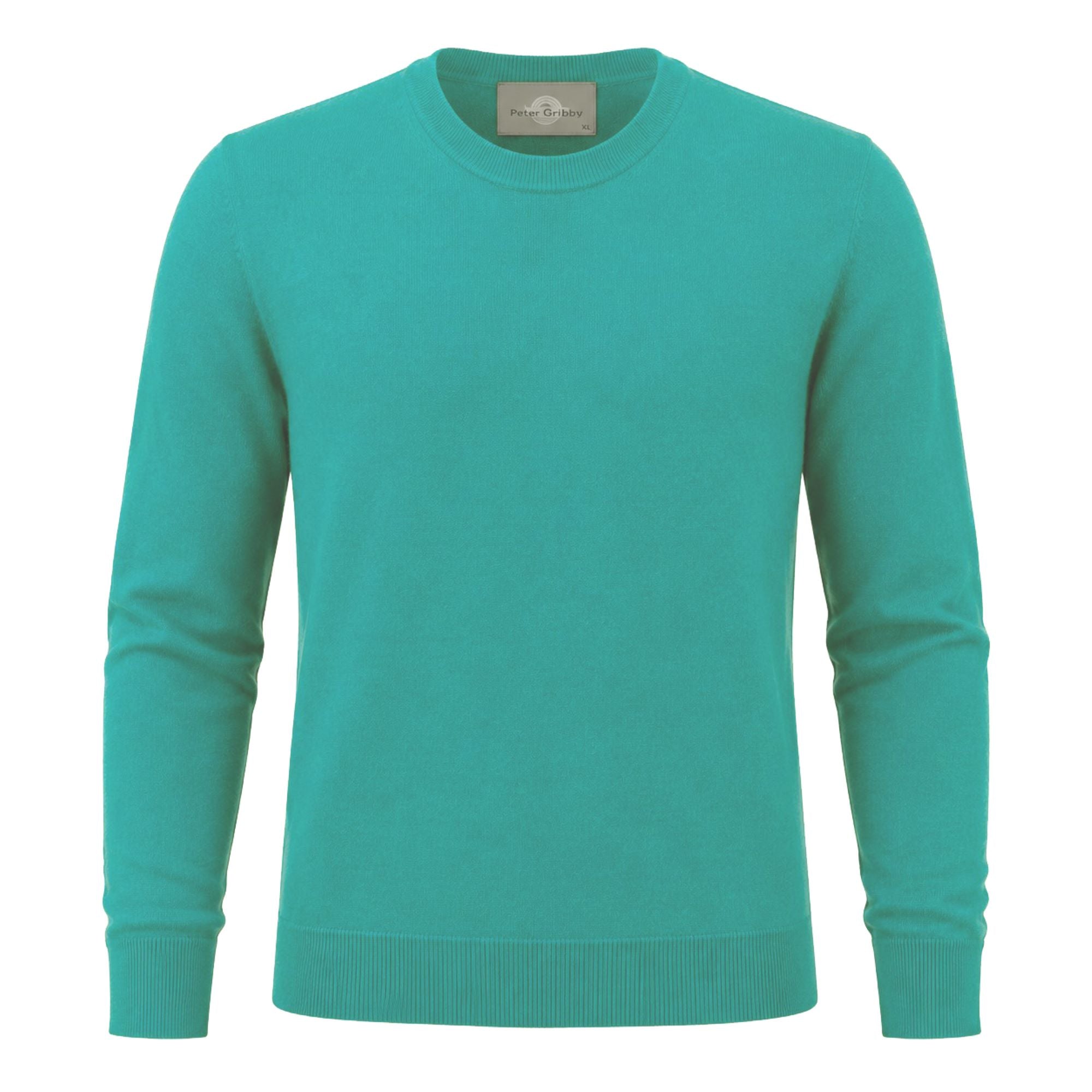 Mens Merino Blend Crew Neck Sweater - Aqua