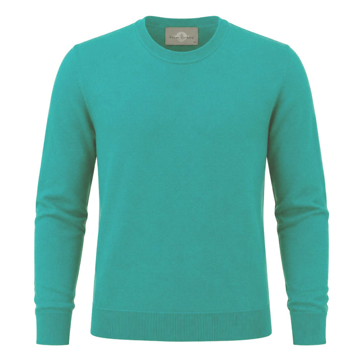 Mens Merino Blend Crew Neck Sweater - Aqua