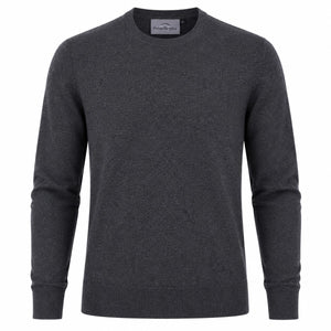 Mens Merino Blend Crew Neck Sweater - Charcoal