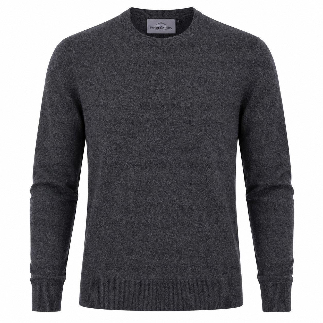 Mens Merino Blend Crew Neck Sweater - Charcoal