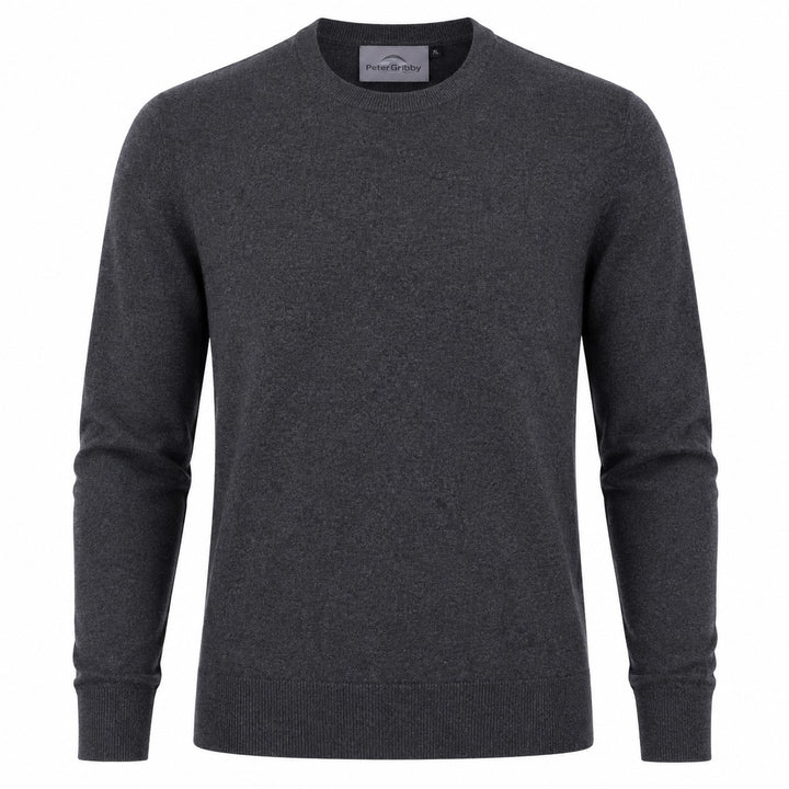 Mens Merino Blend Crew Neck Sweater - Charcoal
