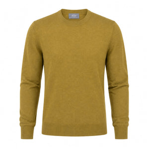 Mens Merino Blend Crew Neck Sweater - Mustard