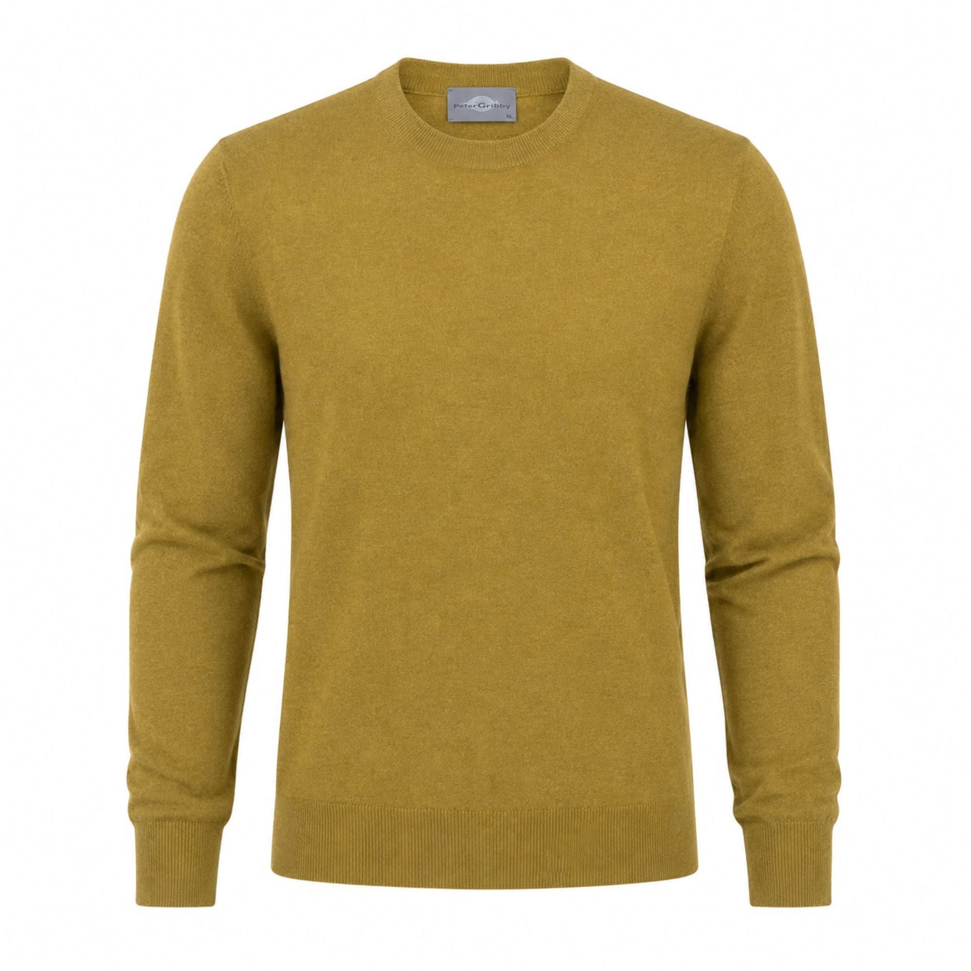 Mens Merino Blend Crew Neck Sweater - Mustard