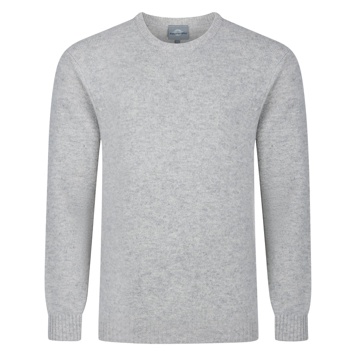 Mens Lambswool Crew Neck Sweater - Silver