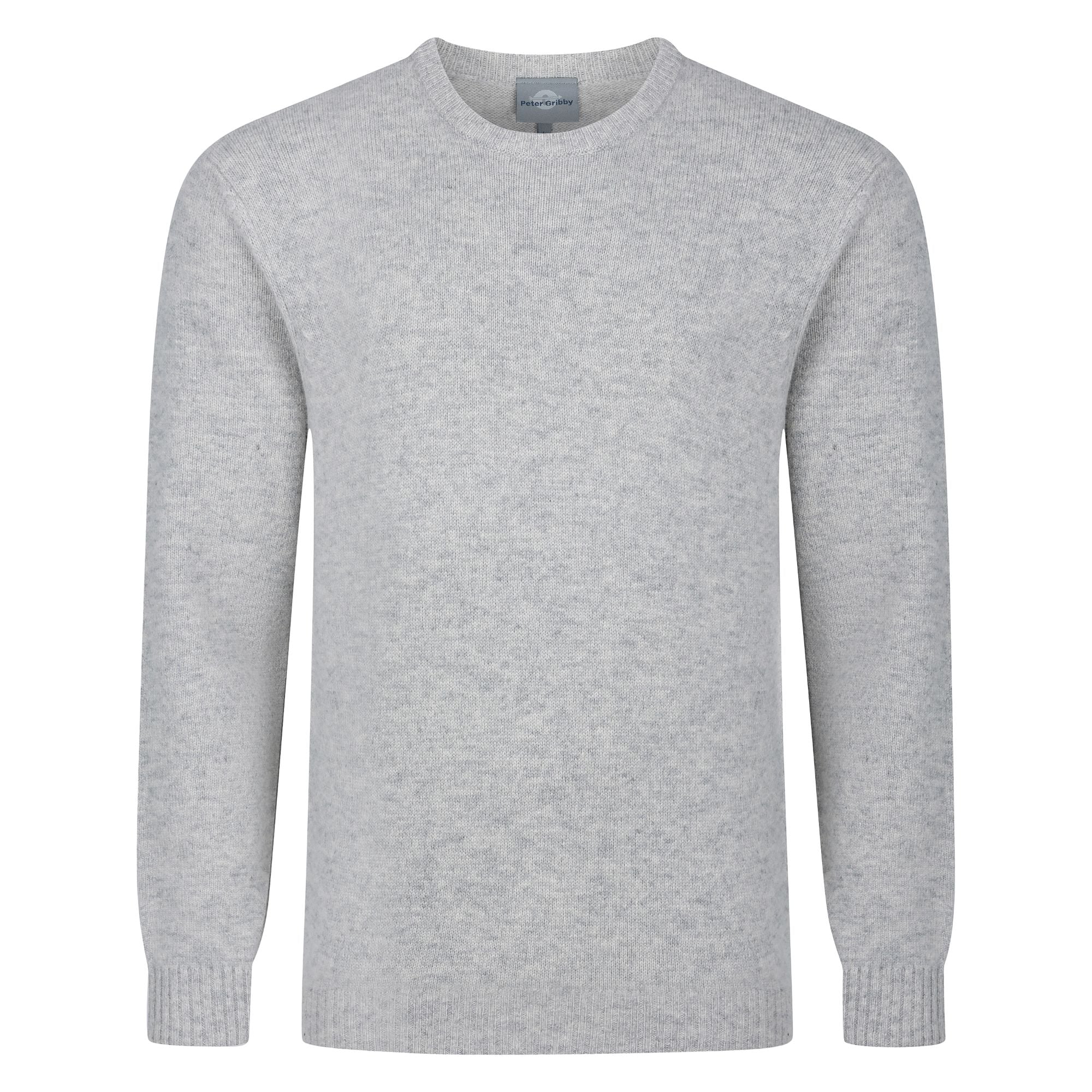 Mens Lambswool Mix Crew Neck - Silver