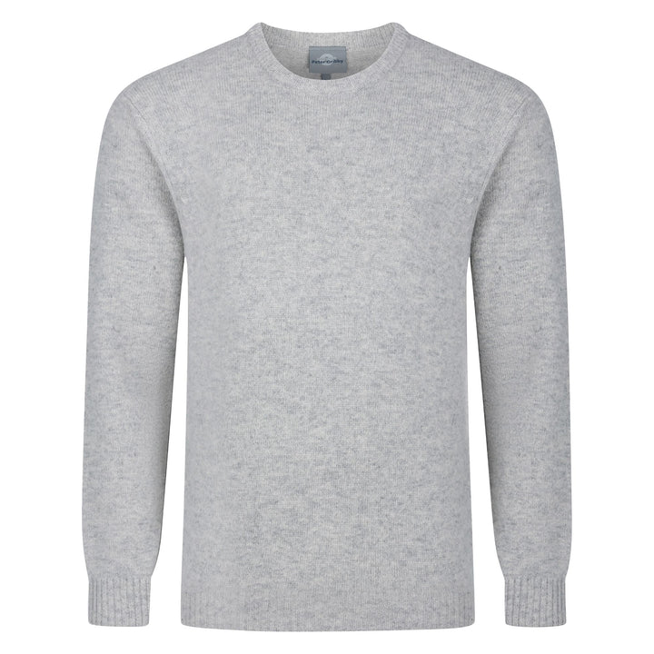 Mens Lambswool Mix Crew Neck - Silver