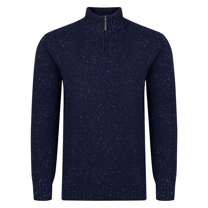 Mens Lambswool Mix Nep 1/4 Zip - Indigo