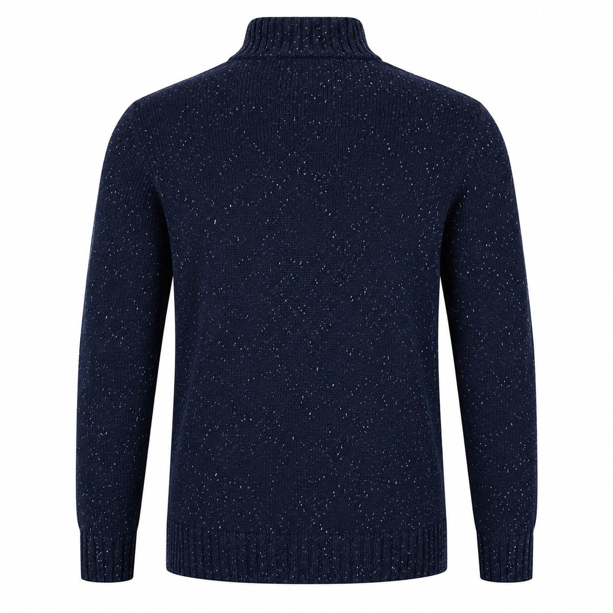 Mens Lambswool Mix Nep 1/4 Zip - Indigo