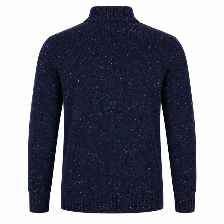 Mens Lambswool Mix Nep 1/4 Zip - Indigo